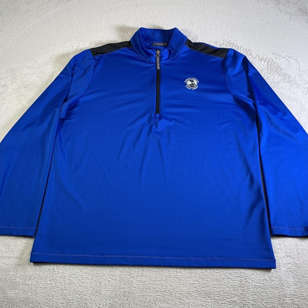 Pebble Beach Pullover Mens Large Blue 1/4 Zip Long Sleeve Golf Links Stretch